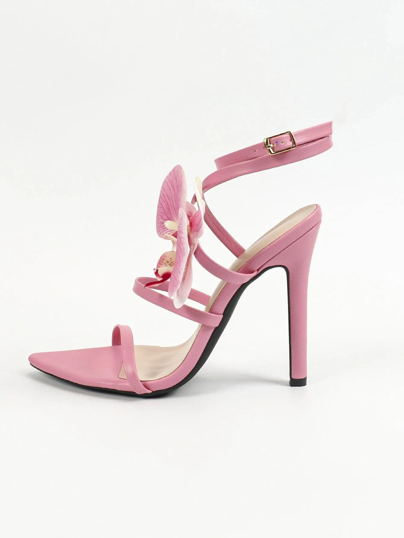 3D Flowers Cross Pointy  Stiletto heel Sandals 816638213348