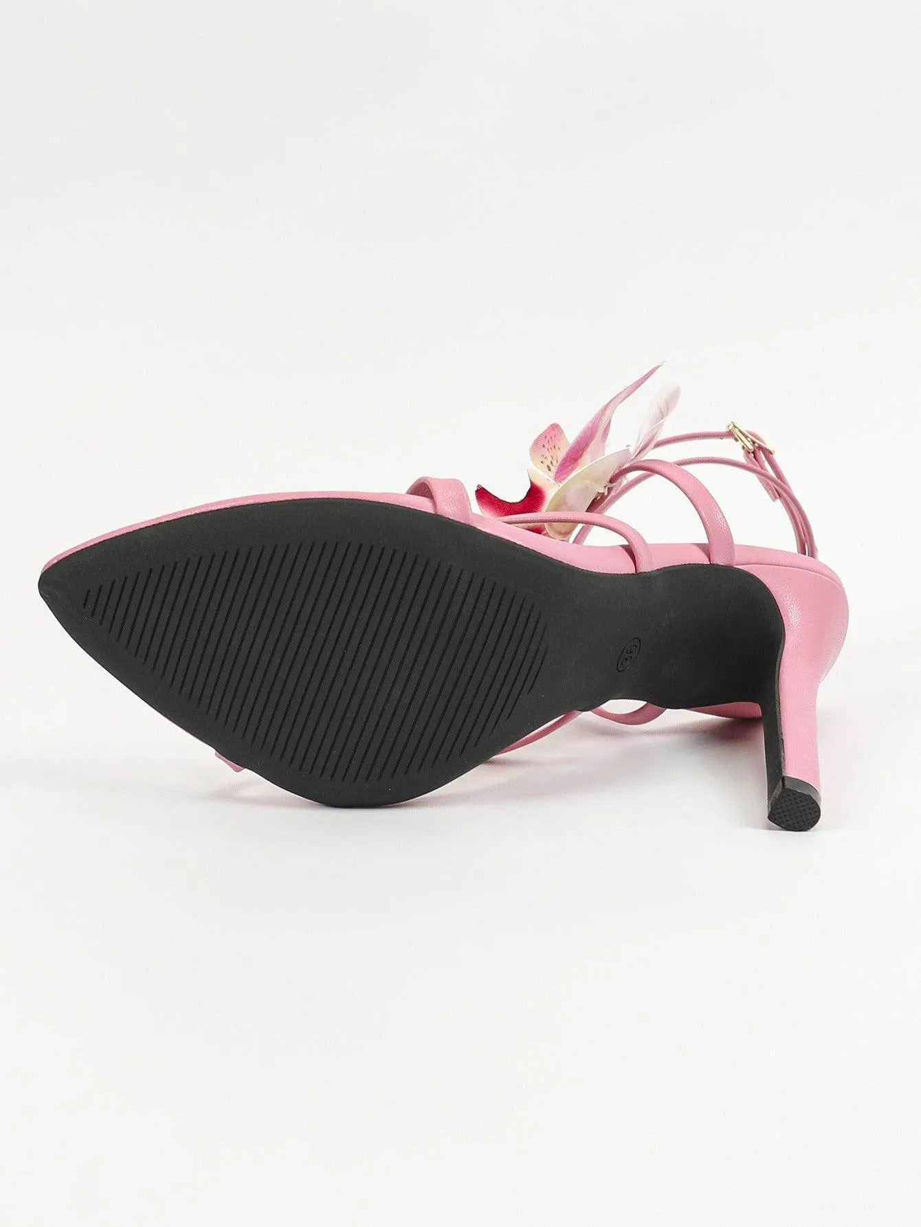 3D Flowers Cross Pointy  Stiletto heel Sandals 816638213348