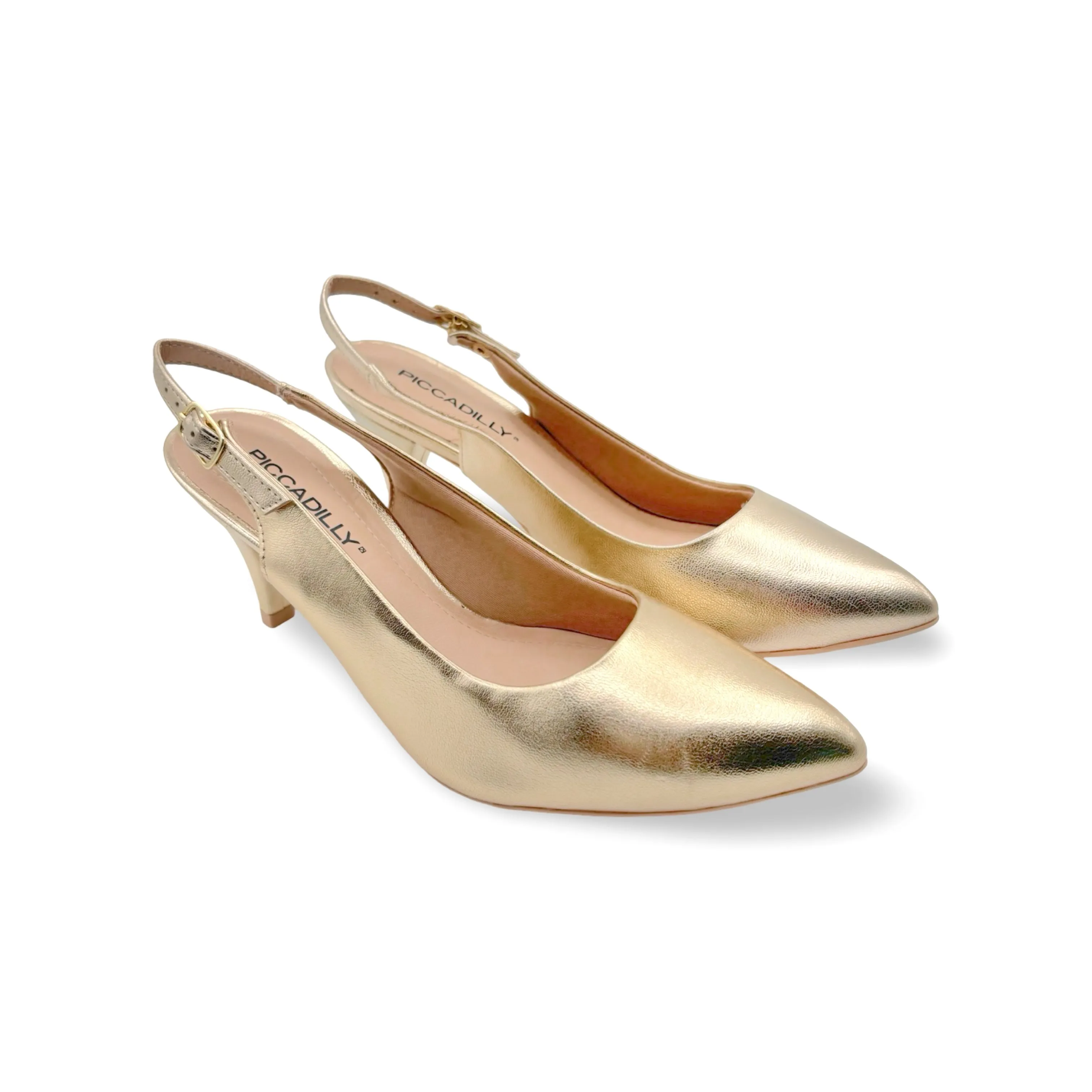745045F Gold Slingback Pump