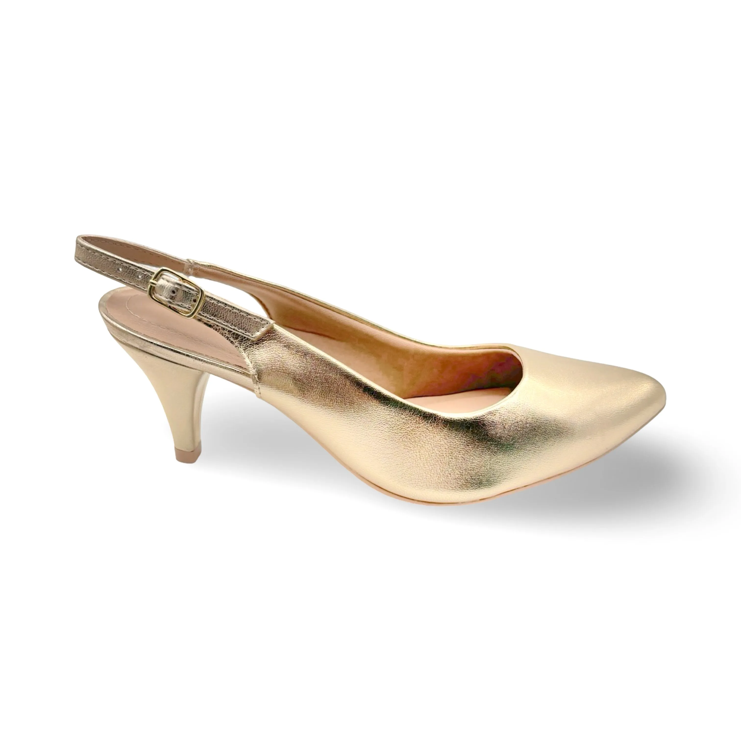 745045F Gold Slingback Pump