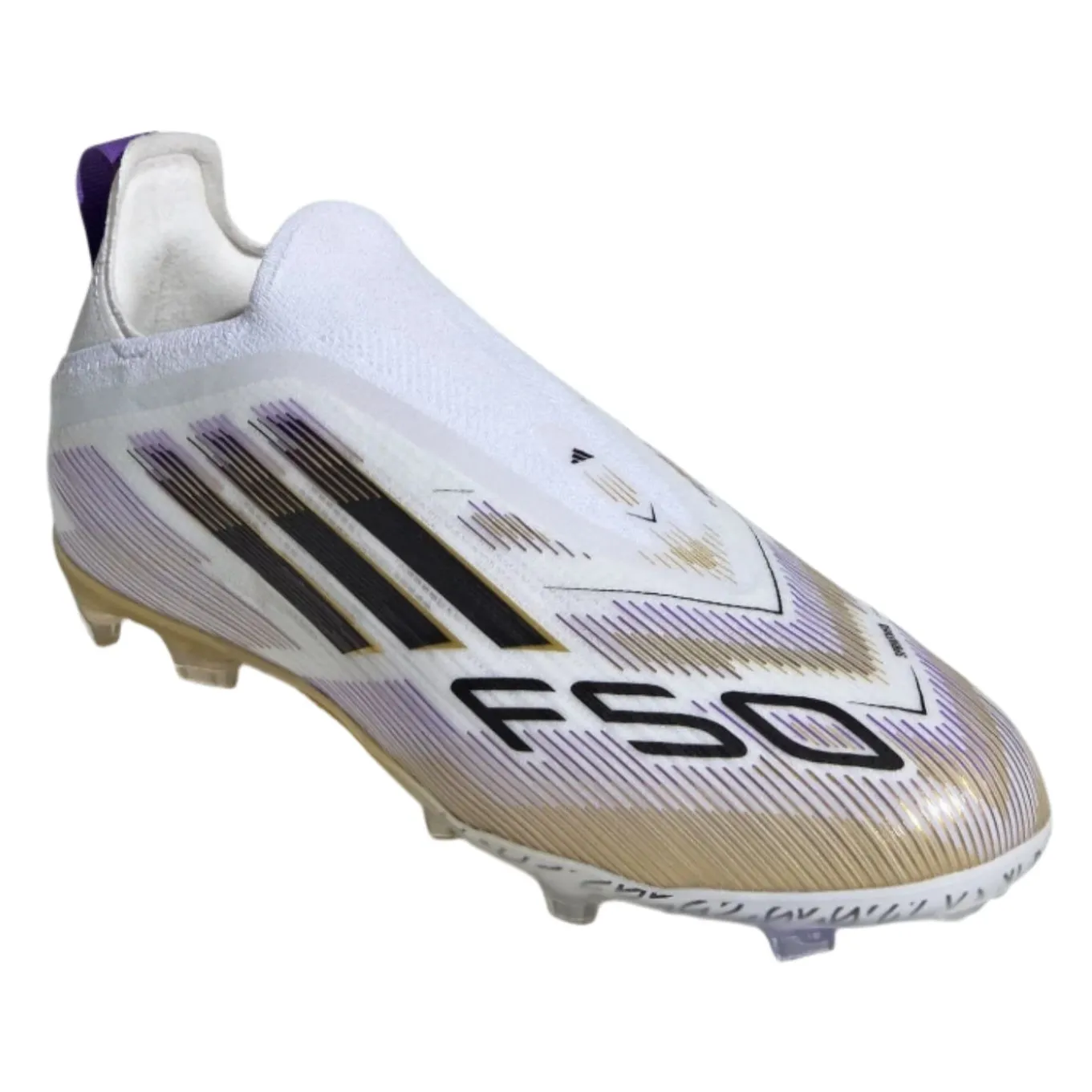 adidas F50 Elite Laceless FG Junior Soccer Cleats (White/Black/Gold)