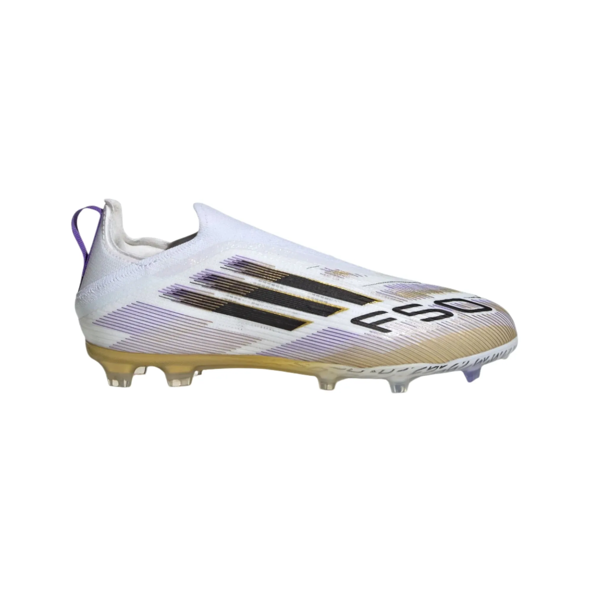 adidas F50 Elite Laceless FG Junior Soccer Cleats (White/Black/Gold)