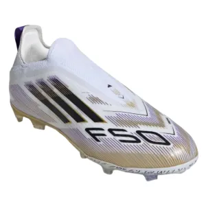 adidas F50 Elite Laceless FG Junior Soccer Cleats (White/Black/Gold)