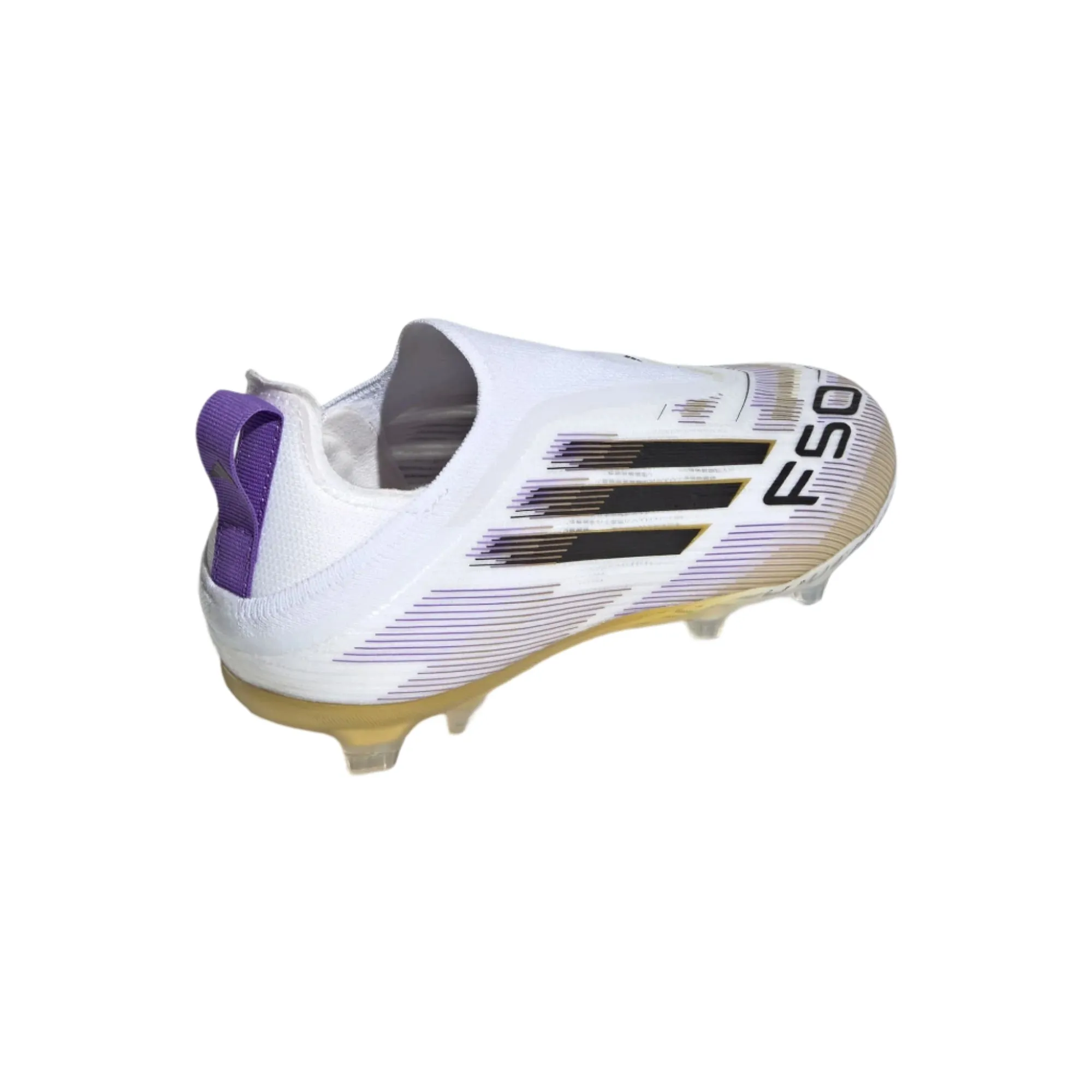 adidas F50 Elite Laceless FG Junior Soccer Cleats (White/Black/Gold)