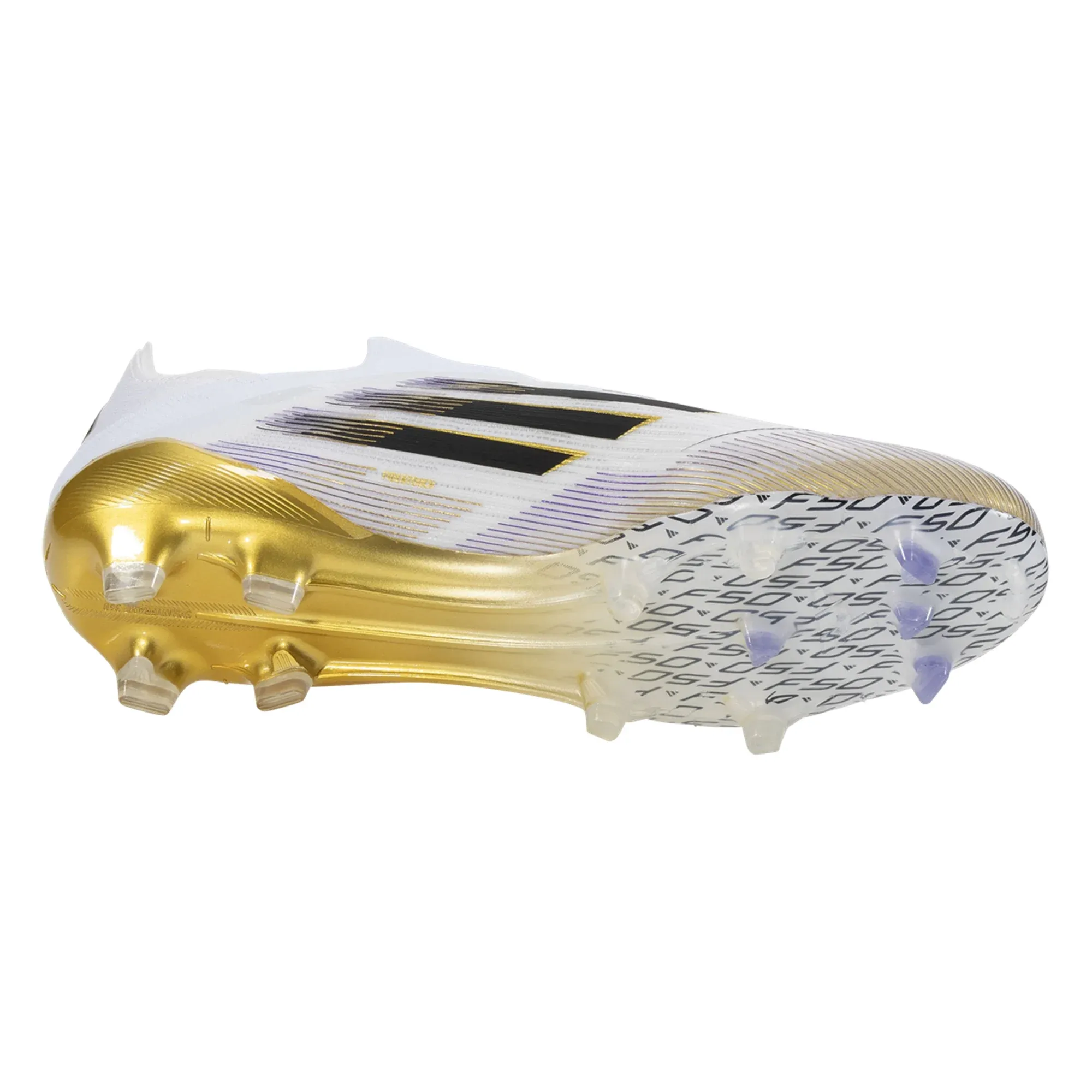 adidas F50 Elite Laceless Firm Ground Soccer Cleats (White/Black/Metallic Gold)