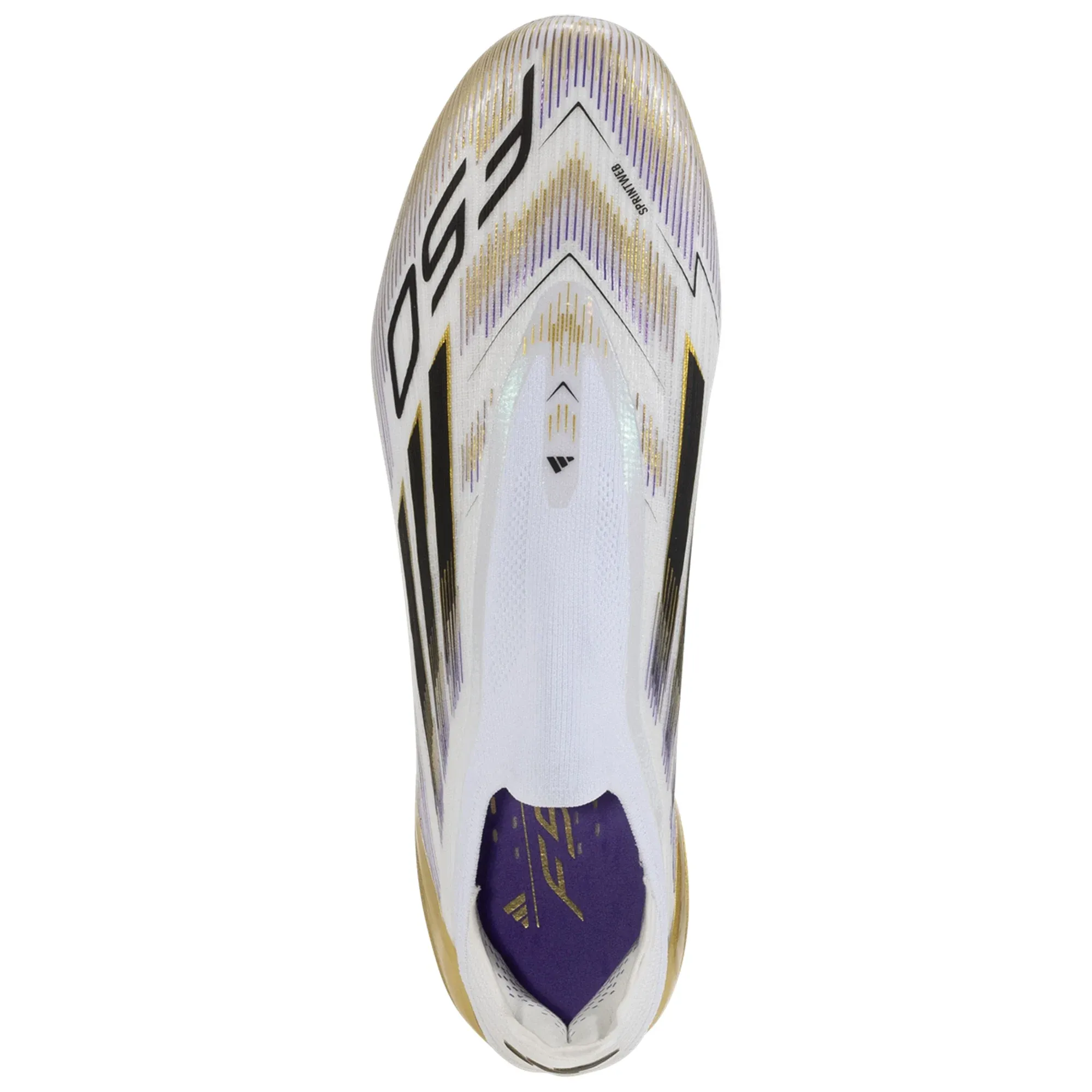 adidas F50 Elite Laceless Firm Ground Soccer Cleats (White/Black/Metallic Gold)