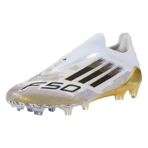 adidas F50 Elite Laceless Firm Ground Soccer Cleats (White/Black/Metallic Gold)
