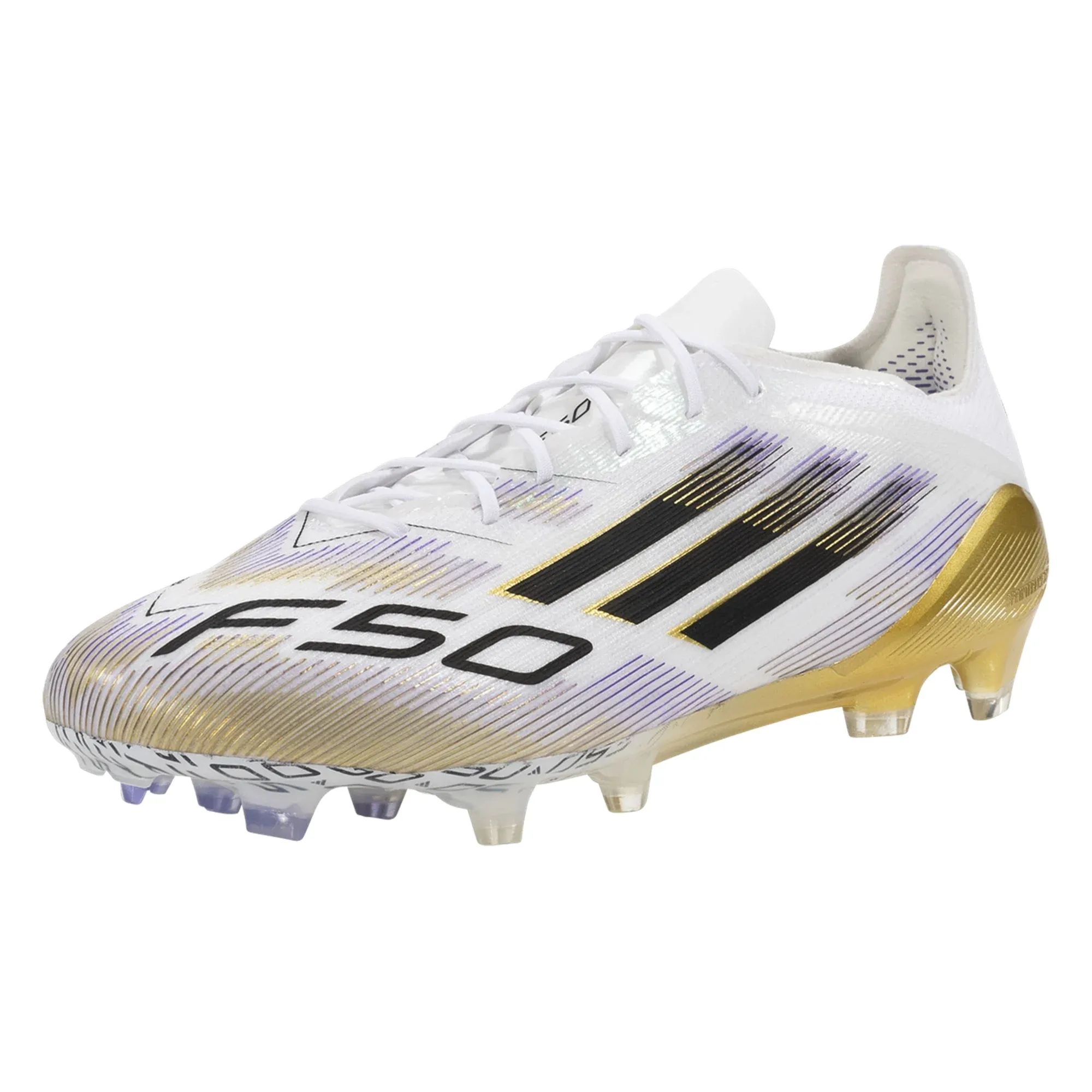 adidas Football Cleats F50 Elite Firm Ground Soccer Cleats (White/Black/Gold Metallic)