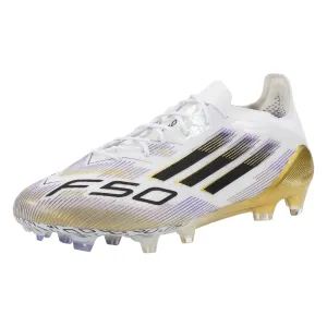 adidas Football Cleats F50 Elite Firm Ground Soccer Cleats (White/Black/Gold Metallic)