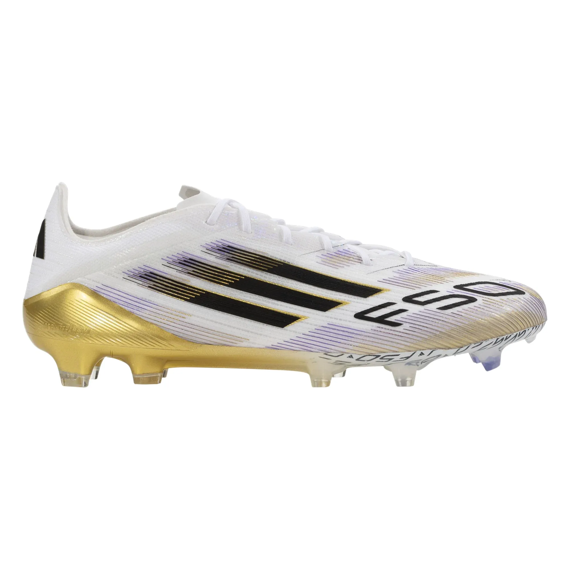 adidas Football Cleats F50 Elite Firm Ground Soccer Cleats (White/Black/Gold Metallic)