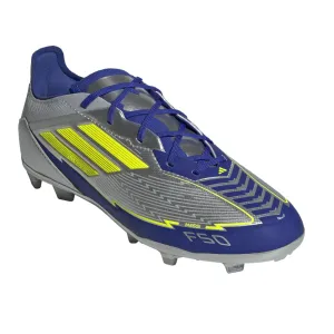 adidas Jr. F50 Messi Elite FG Soccer Cleats (Silver Metallic/Lucid Blue)