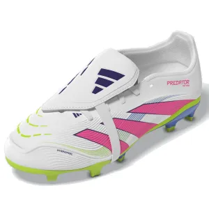 adidas Jr. Youth Predator League Fold Tongue FT FG Soccer Cleats (White/Lucid Lemon/Lucid Pink)