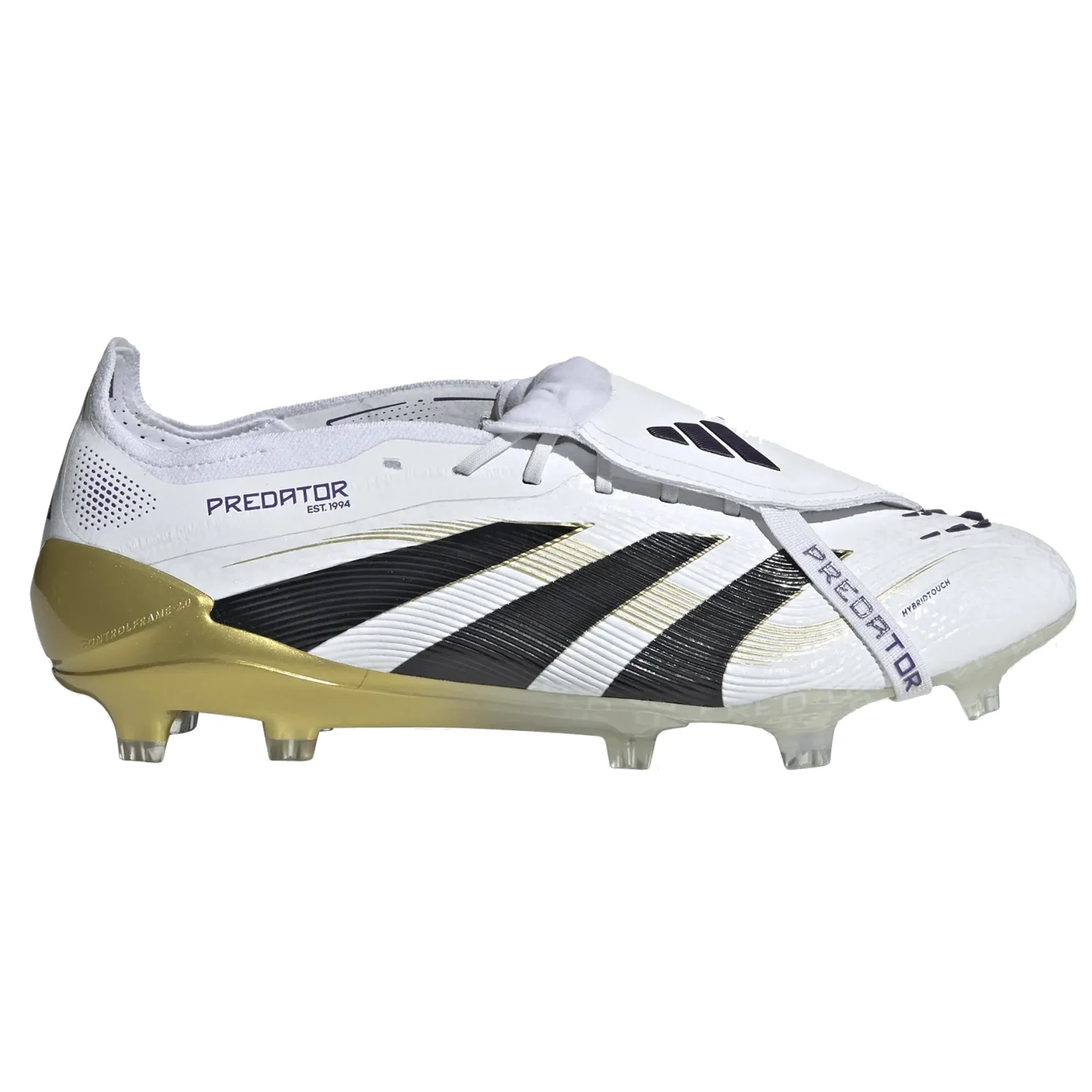 adidas Predator Elite FT Fold Tongue FG Soccer Cleats (White/Black/Metallic Gold)