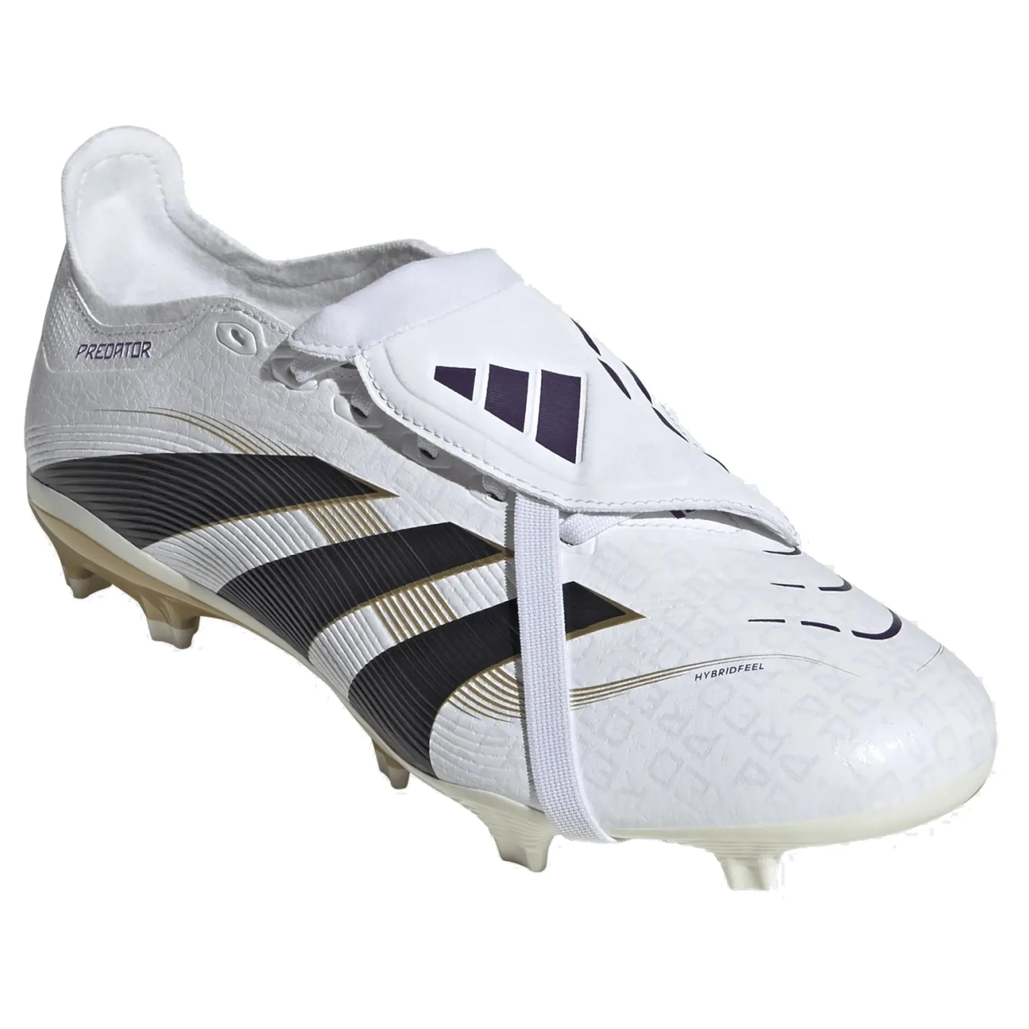 adidas Predator League FT Fold Tongue FG/MG Soccer Cleats (White/Black/Gold Metallic)