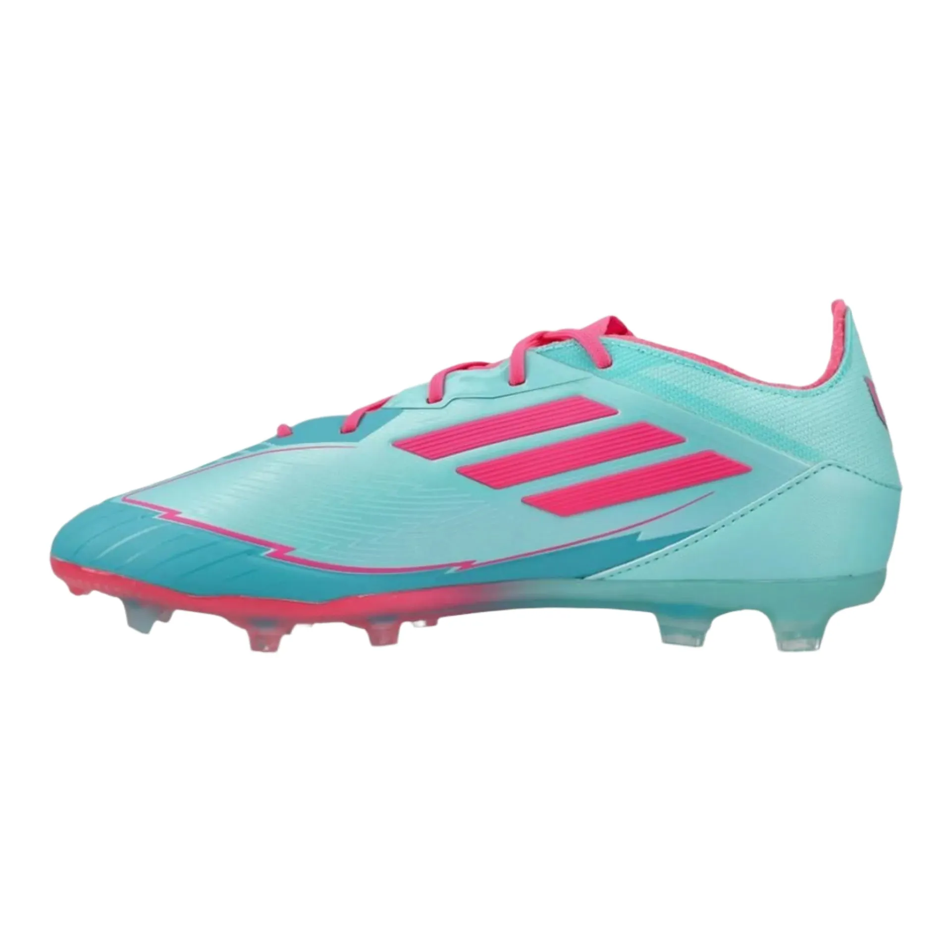 adidas Youth Jr. F50 Messi Elite Firm Ground Junior Soccer Cleats (Aqua/Lucid Pink)
