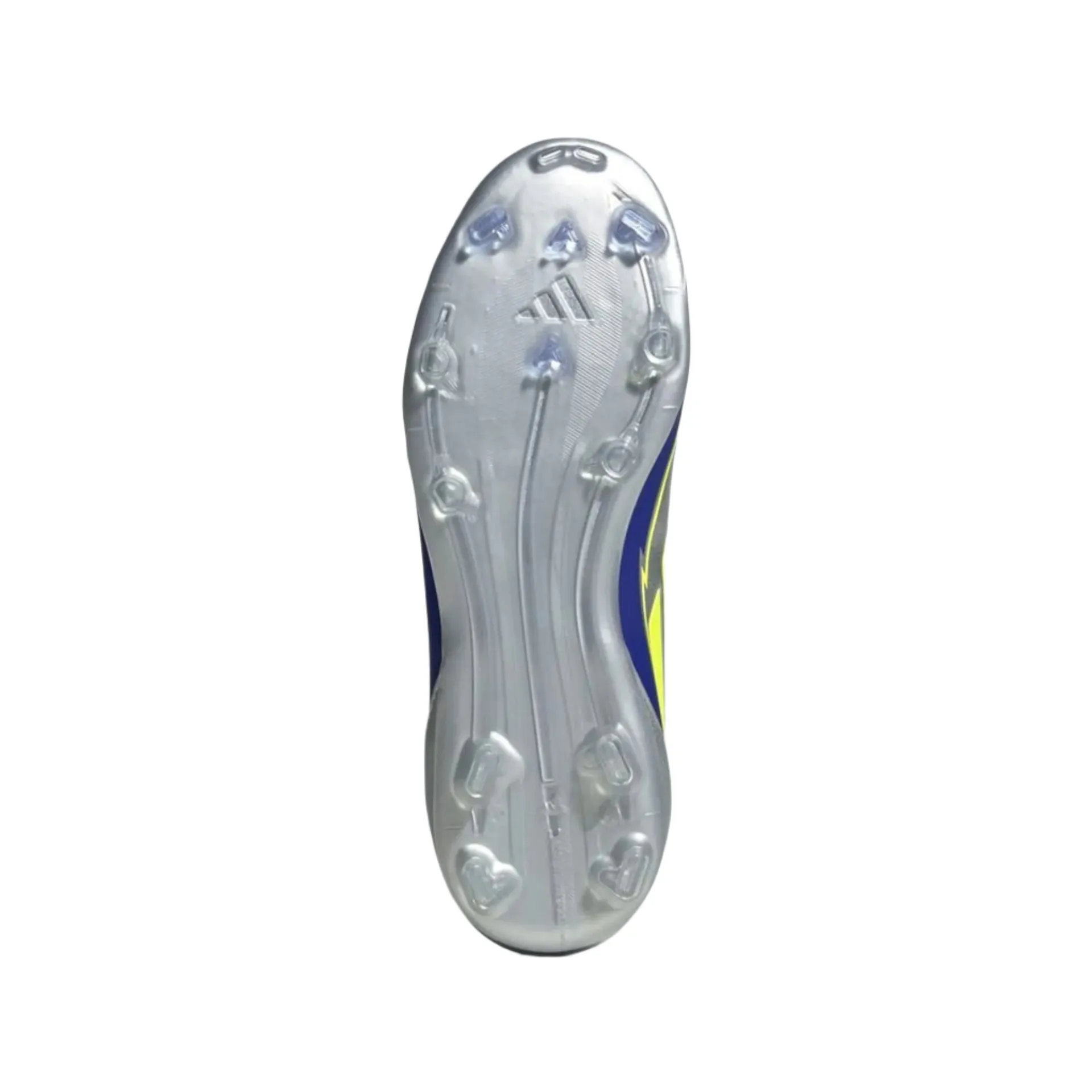 adidas Youth Jr. F50 Messi League FG/MG J Socce Cleats (Silver Metallic/Solar Yellow/Lucid Blue)