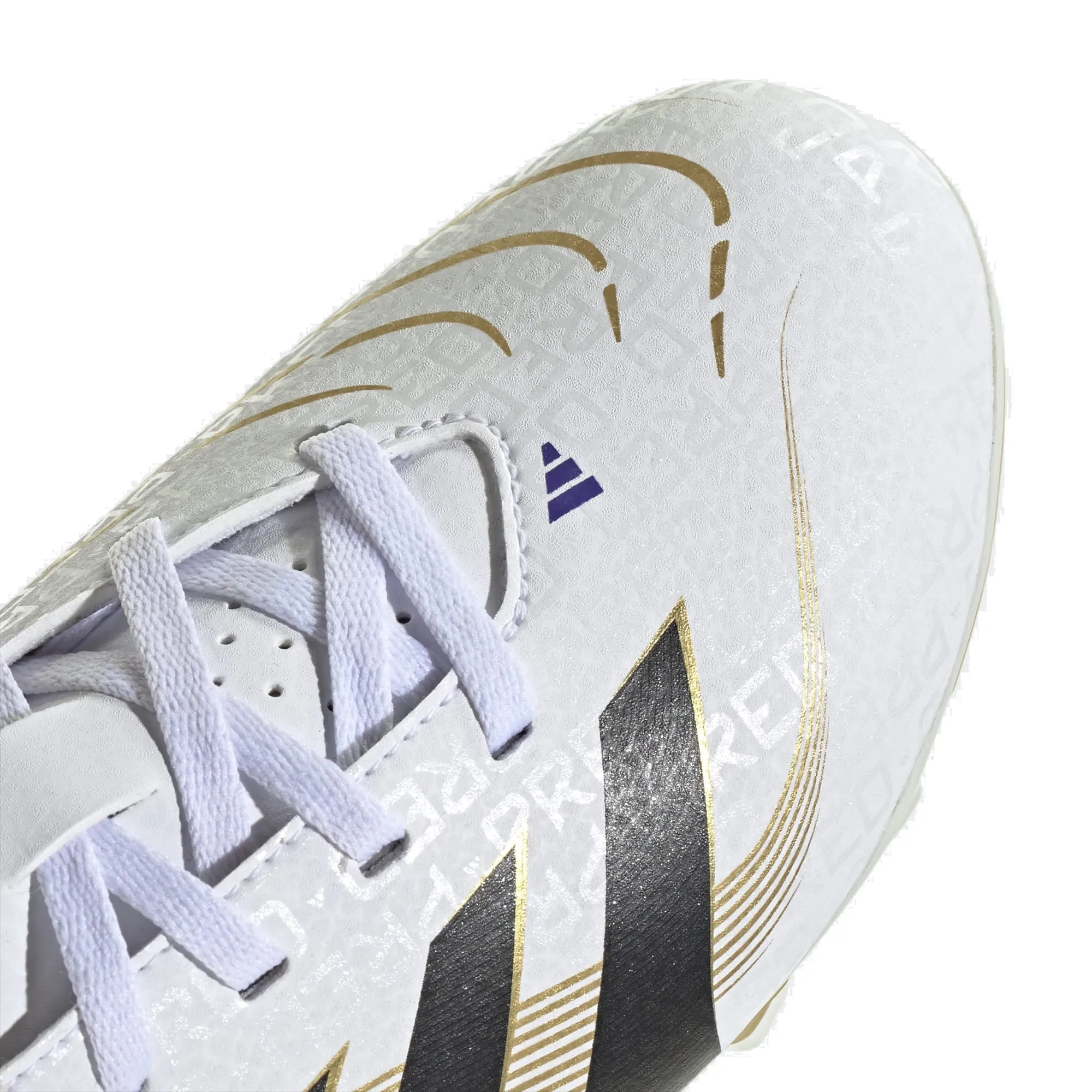 adidas Youth Jr. Predator Club Firm Ground Multi Ground Junior Soccer Cleats (White/Black/Gold Metallic)