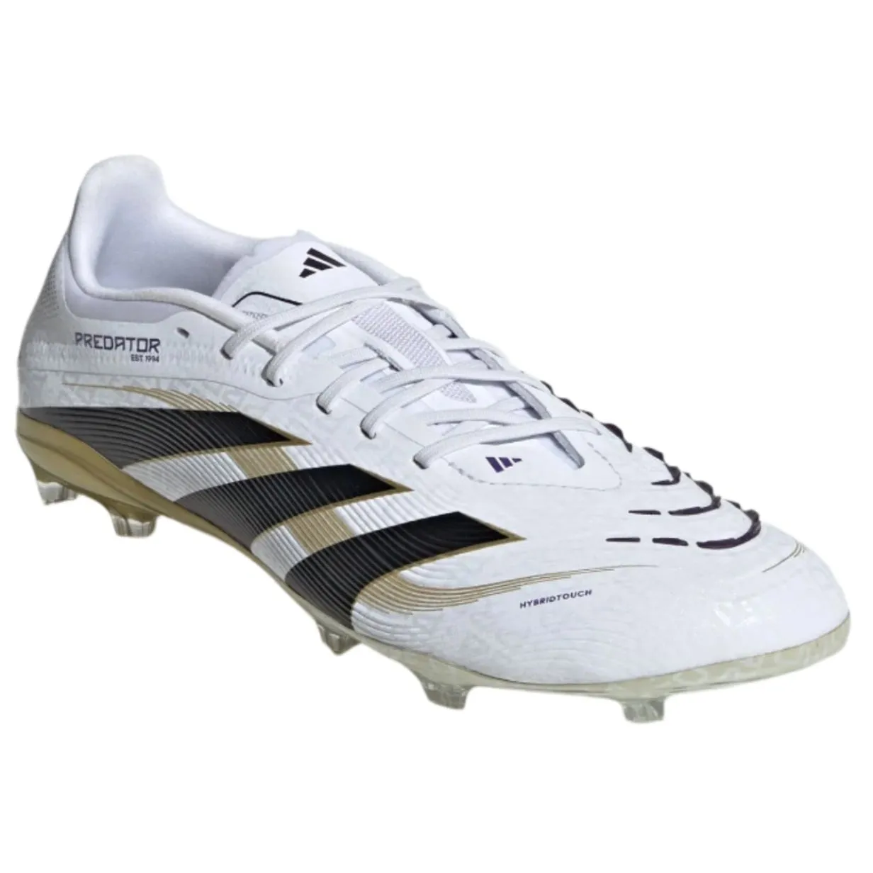 adidas Youth Jr. Predator Elite Junior Firm Ground Cleats (White/Black/Gold Metallic)
