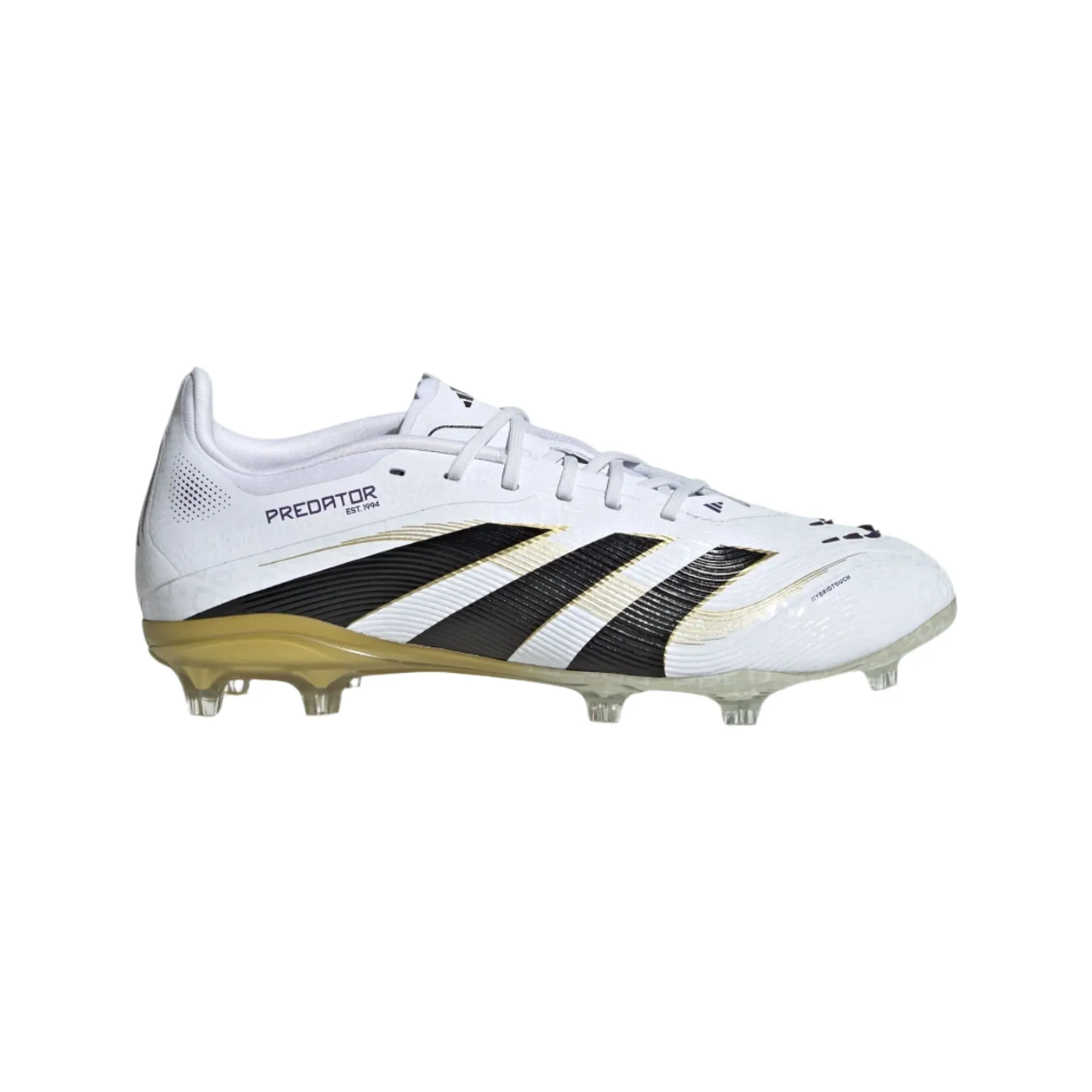 adidas Youth Jr. Predator Elite Junior Firm Ground Cleats (White/Black/Gold Metallic)