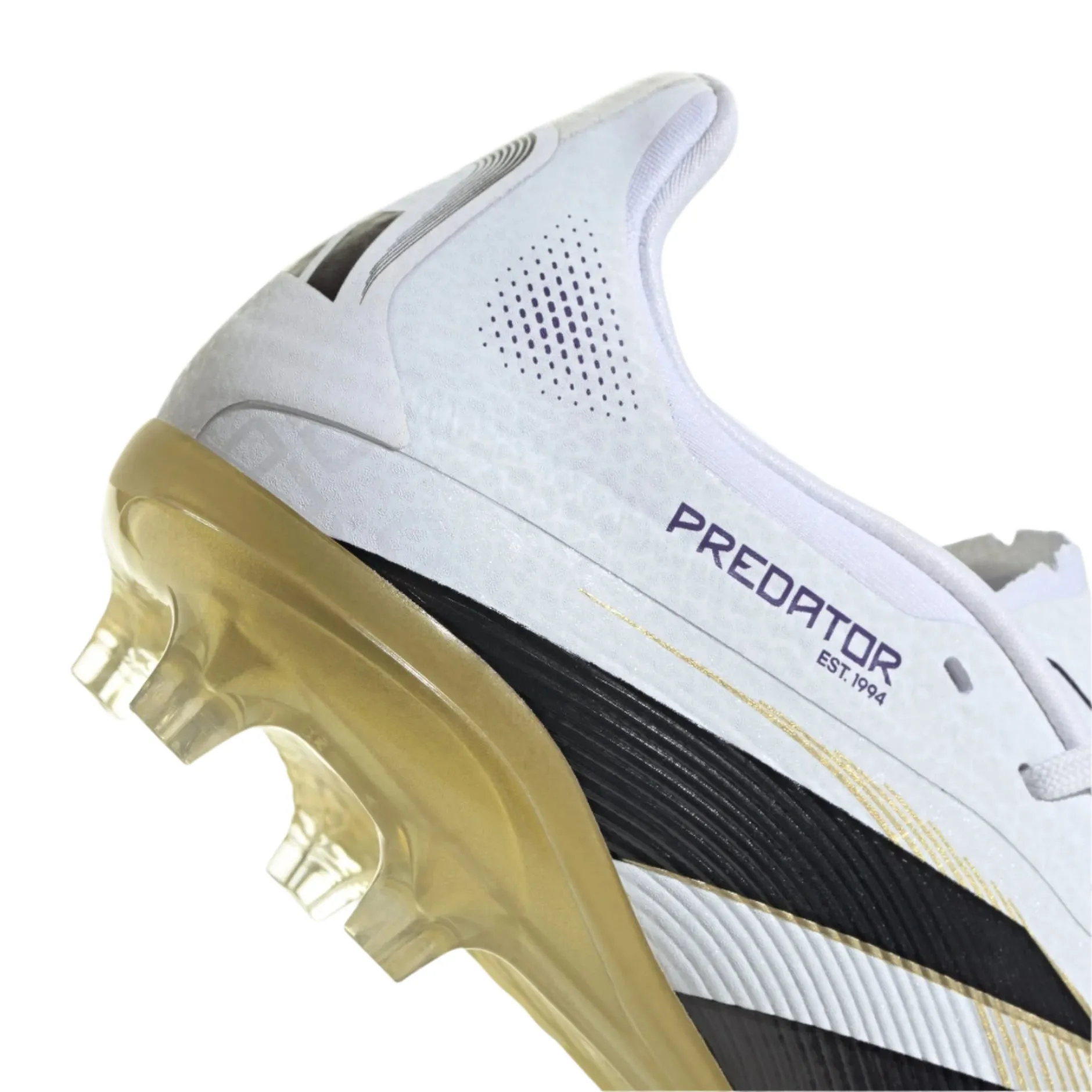 adidas Youth Jr. Predator Elite Junior Firm Ground Cleats (White/Black/Gold Metallic)