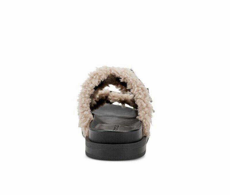 Aerosoles Olivia Womens US 8.5 Natural Snake Print Faux Shearling Sandals KHD352