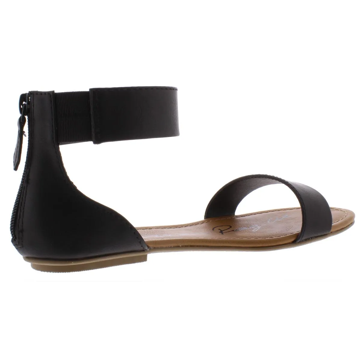 Akeley Womens Solid Ankle Cuff Flat Sandals