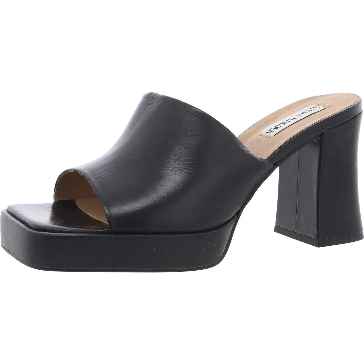 Alex Womens Solid Leather Block Heel