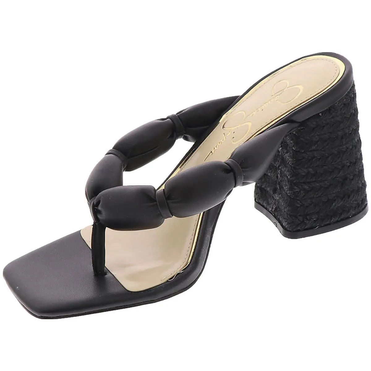 Alimpio Womens Faux LEather Square Toe Thong Sandals