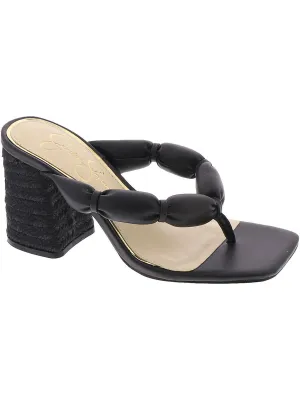 Alimpio Womens Faux LEather Square Toe Thong Sandals