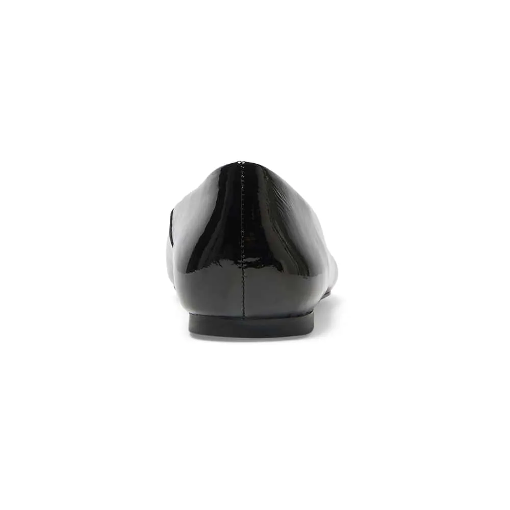 Amanda Flat in Black Patent