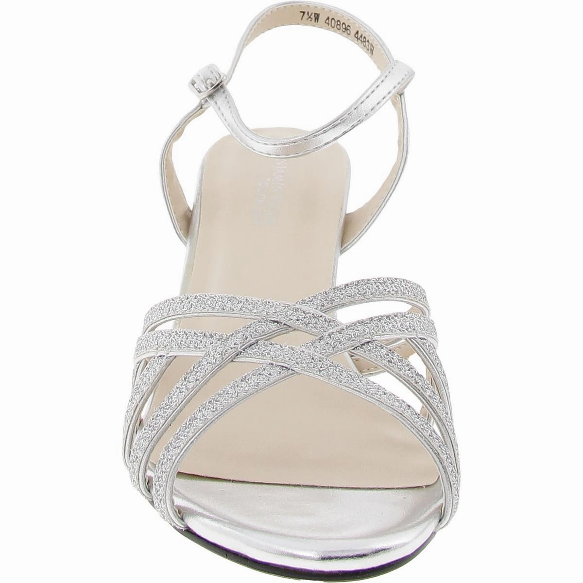 Amara Womens Glitter Faux Leather Ankle Strap