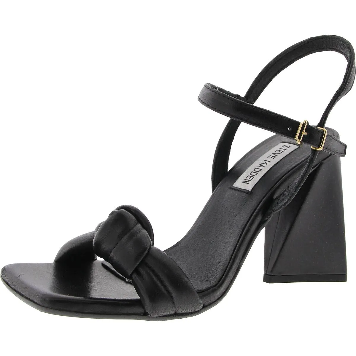 Amira Womens Buckle Leather Block Heel