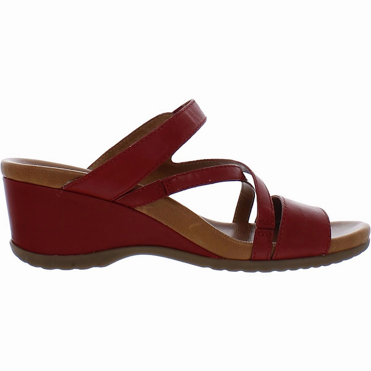 Ana Womens Leather Slip On Wedge Sandals