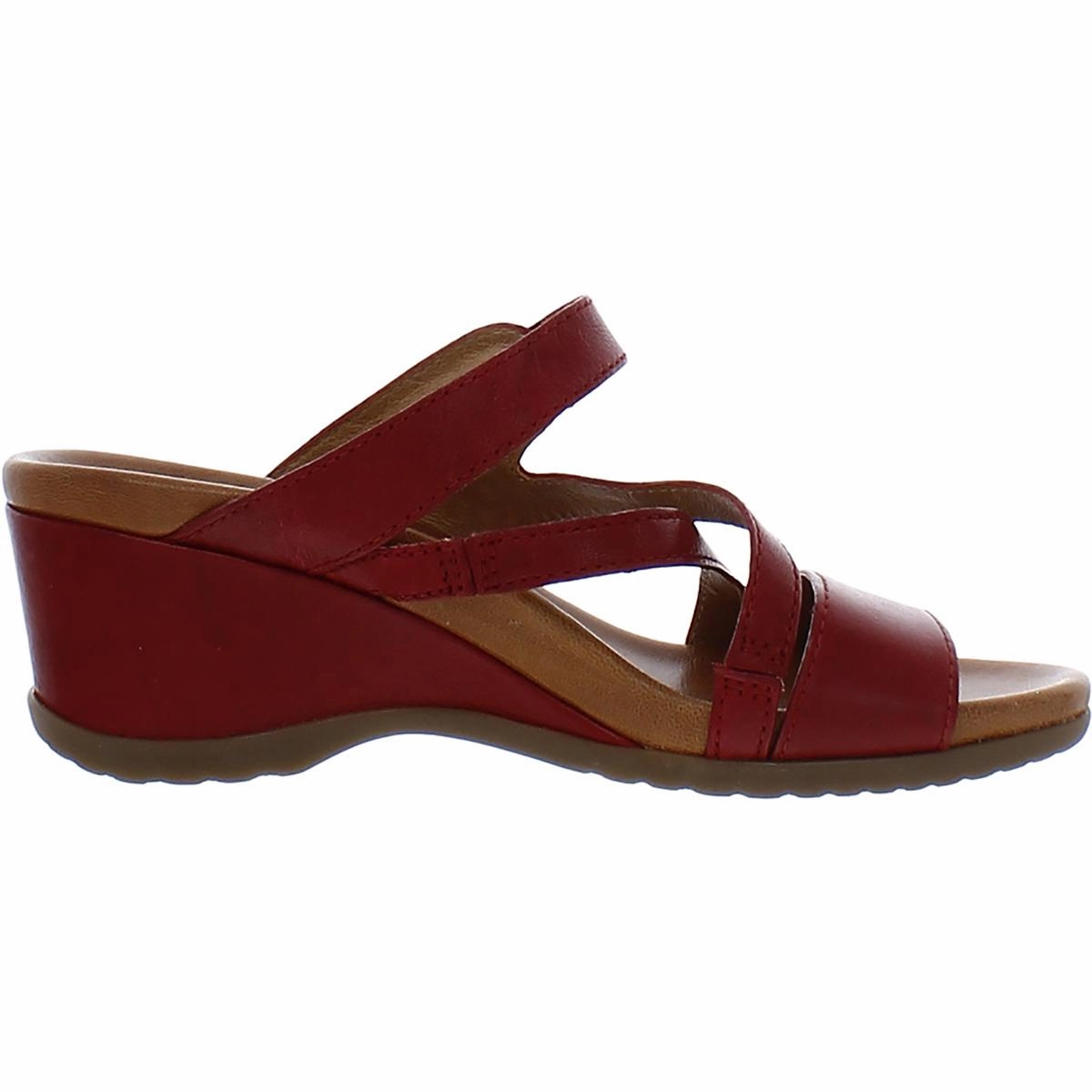 Ana Womens Leather Slip On Wedge Sandals