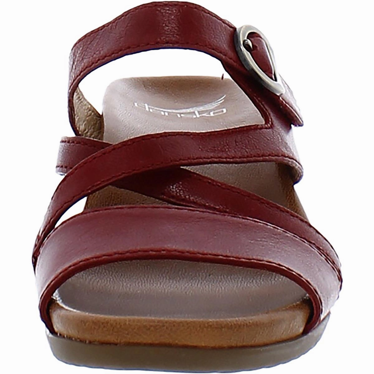 Ana Womens Leather Slip On Wedge Sandals