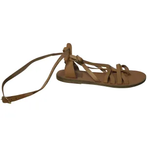 Ancient Greek Sandals Strappy Gladiator Sandals in Nude Leather