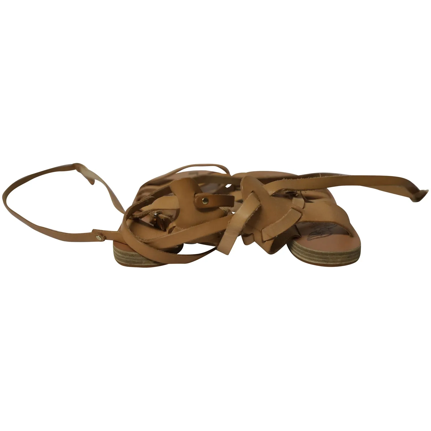 Ancient Greek Sandals Strappy Gladiator Sandals in Nude Leather