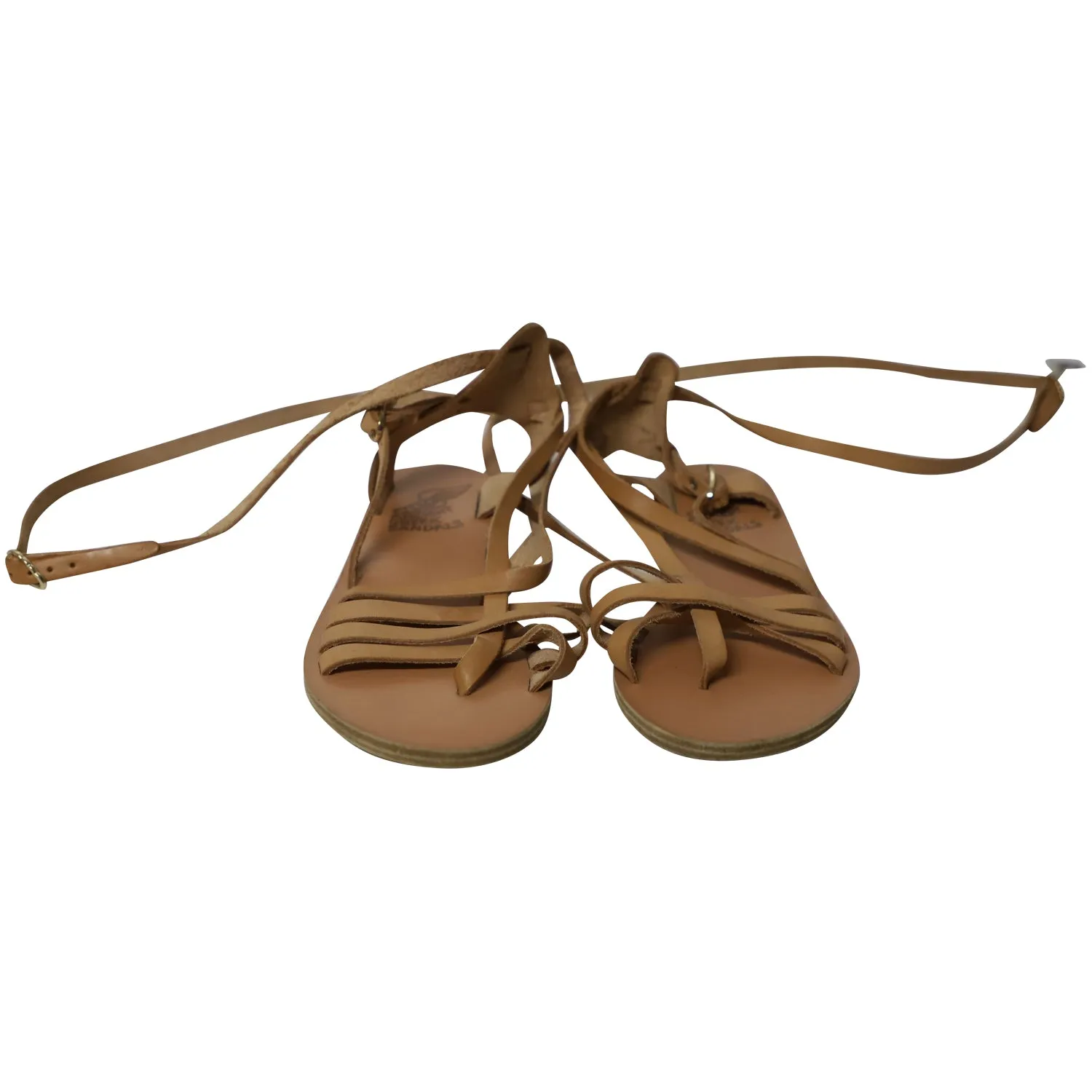 Ancient Greek Sandals Strappy Gladiator Sandals in Nude Leather