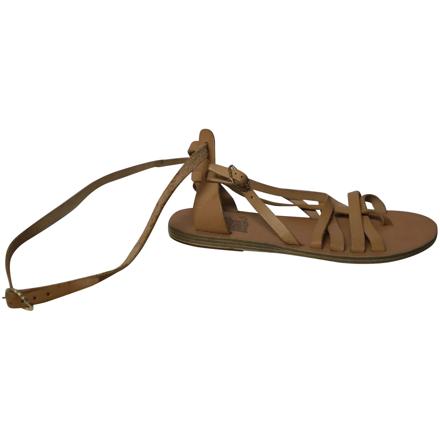 Ancient Greek Sandals Strappy Gladiator Sandals in Nude Leather