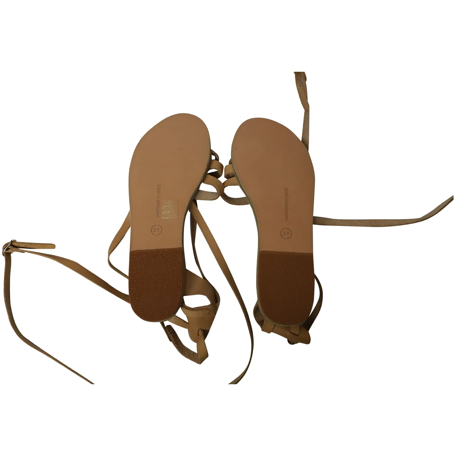 Ancient Greek Sandals Strappy Gladiator Sandals in Nude Leather