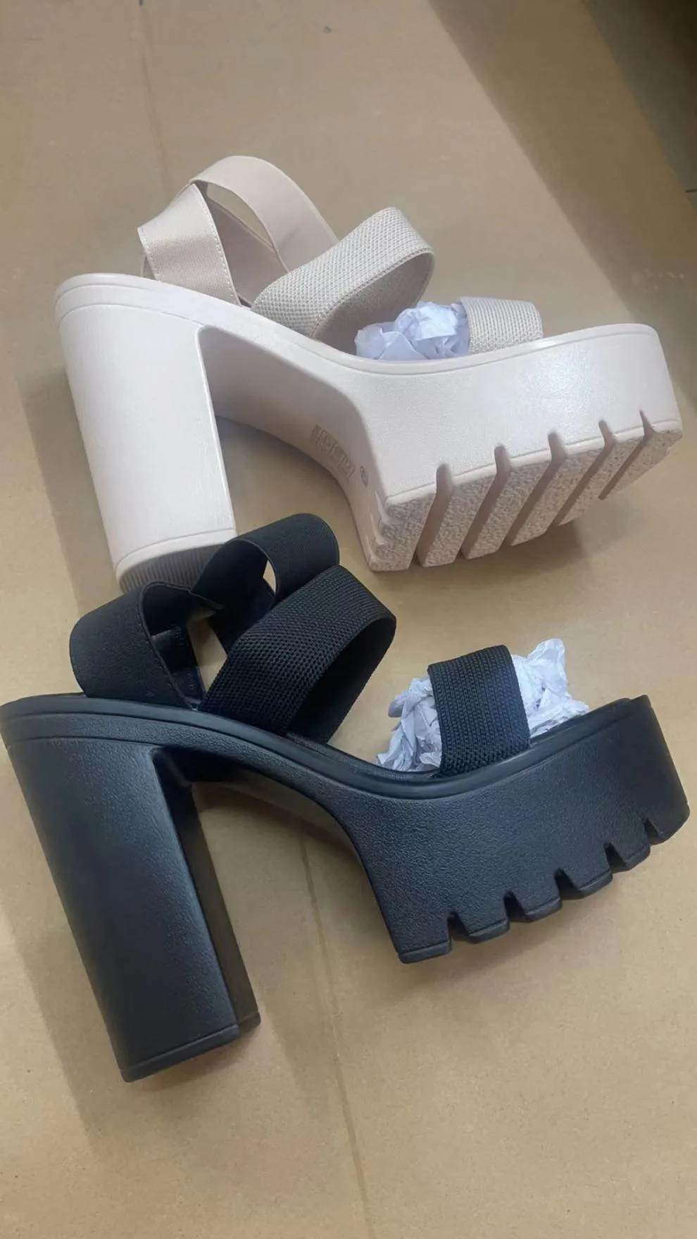 Apricot  Round  Ankle Strap Block Heel Sandals 775267776406
