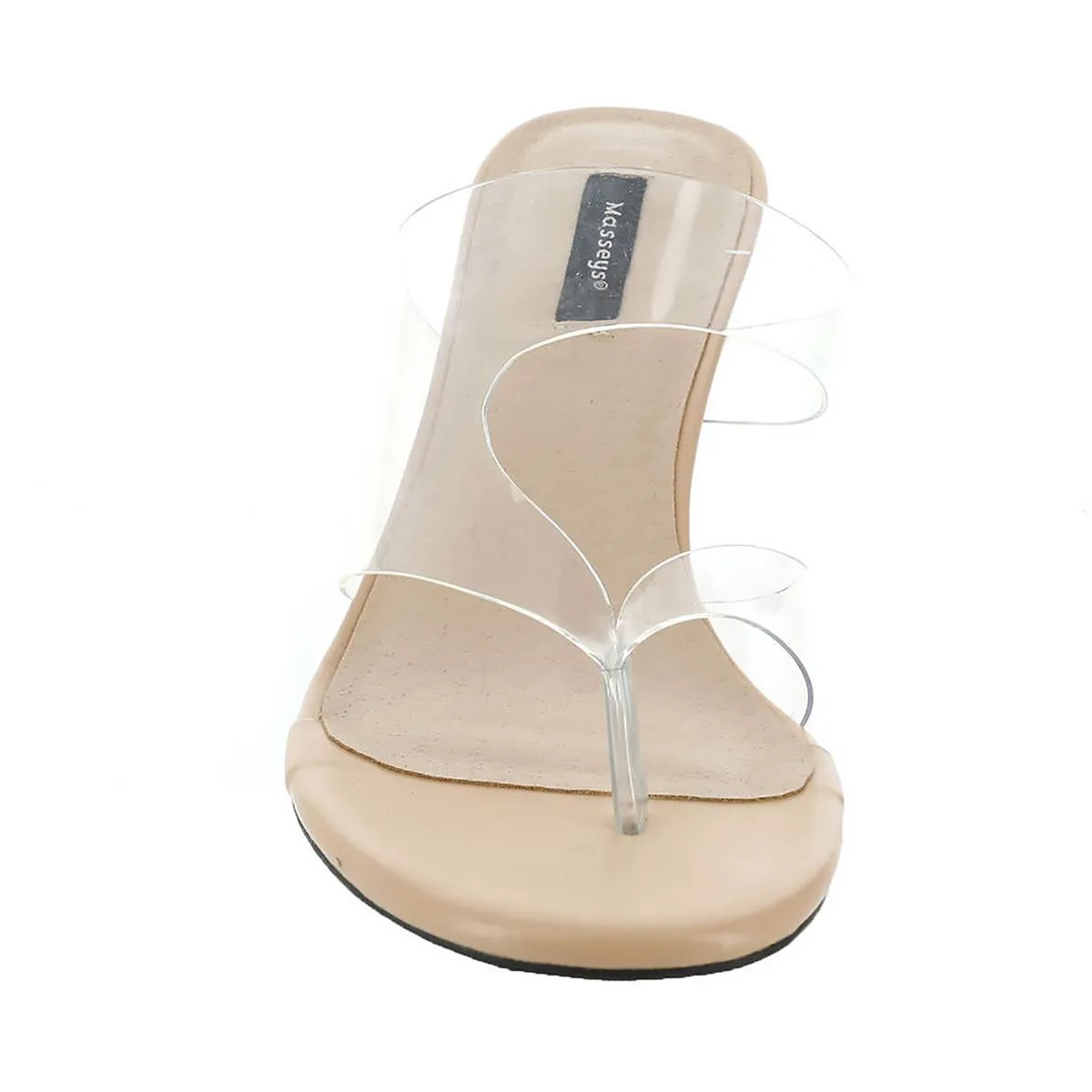 Arden Womens Faux Leather Kitten Slide Sandals