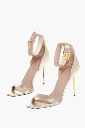 Balmain Metallized Leather Ankle-Strap Sandals 11 Cm