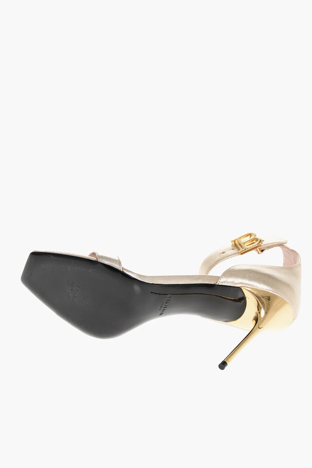 Balmain Metallized Leather Ankle-Strap Sandals 11 Cm