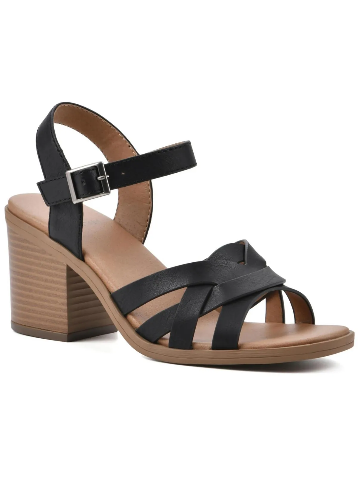 Bergen Womens Fau x Faux Leather Block Heel