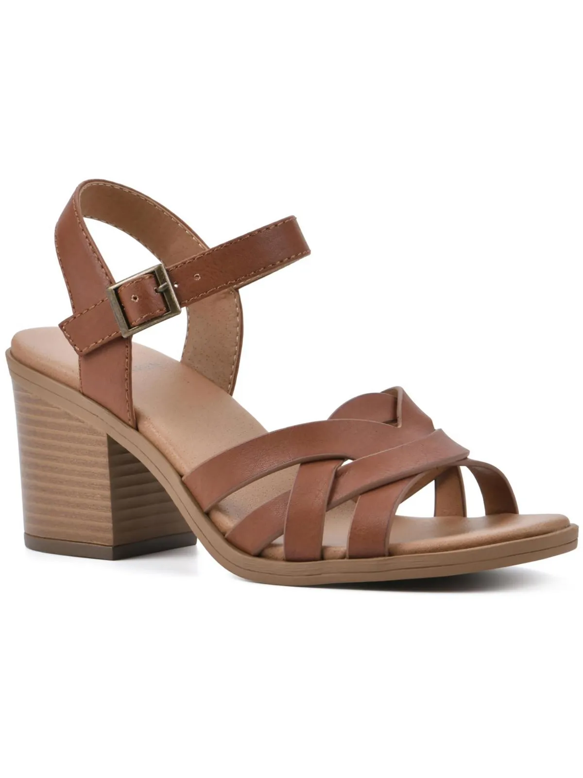 Bergen Womens Fau x Faux Leather Block Heel