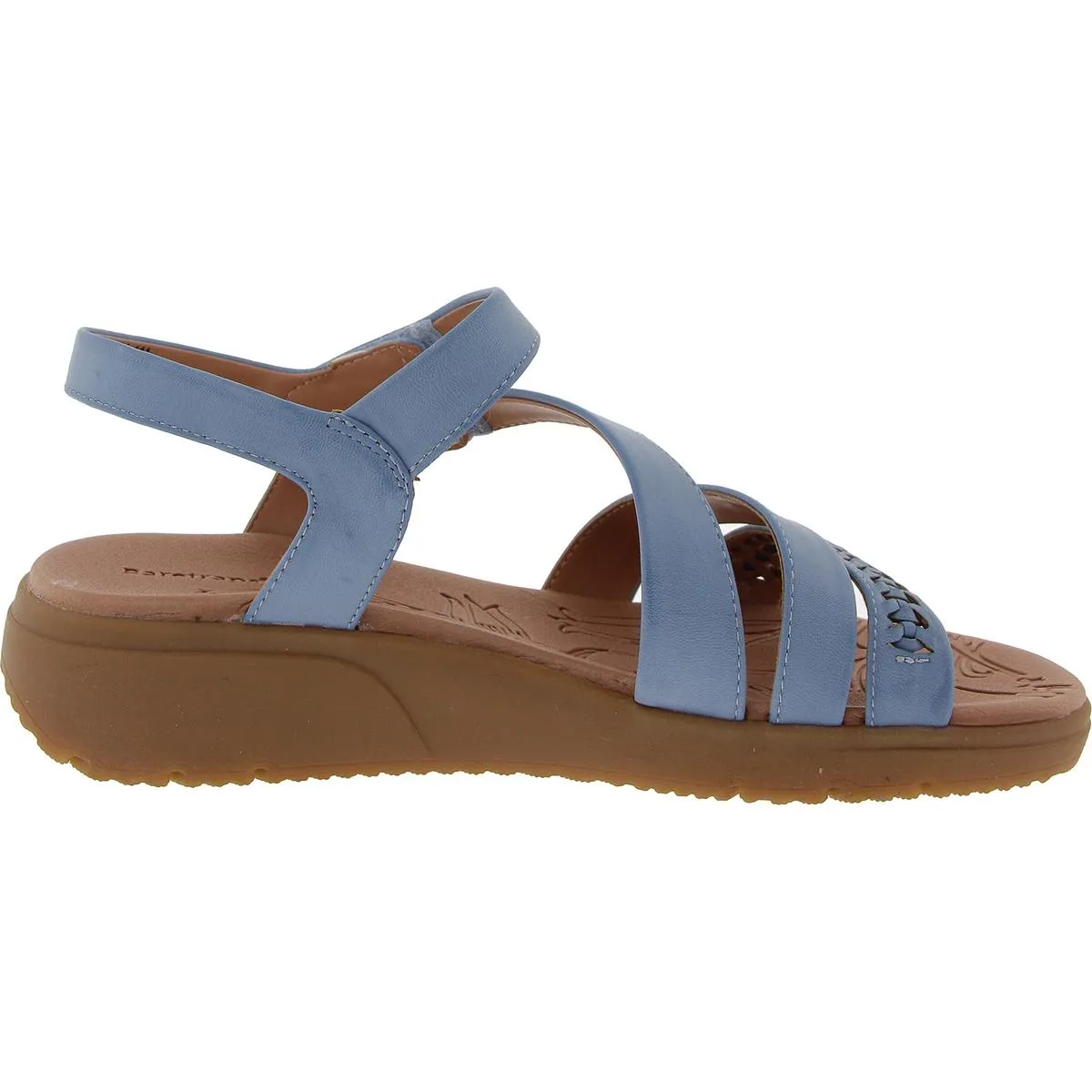 Berry Womens Woven Faux Leather Wedge Sandals