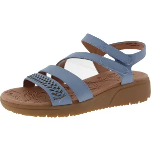 Berry Womens Woven Faux Leather Wedge Sandals