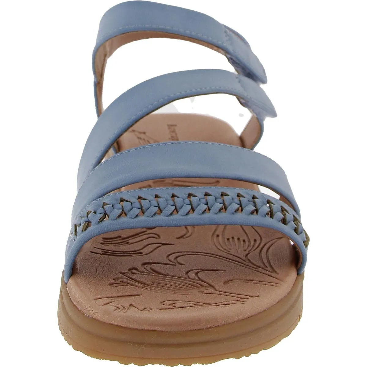Berry Womens Woven Faux Leather Wedge Sandals