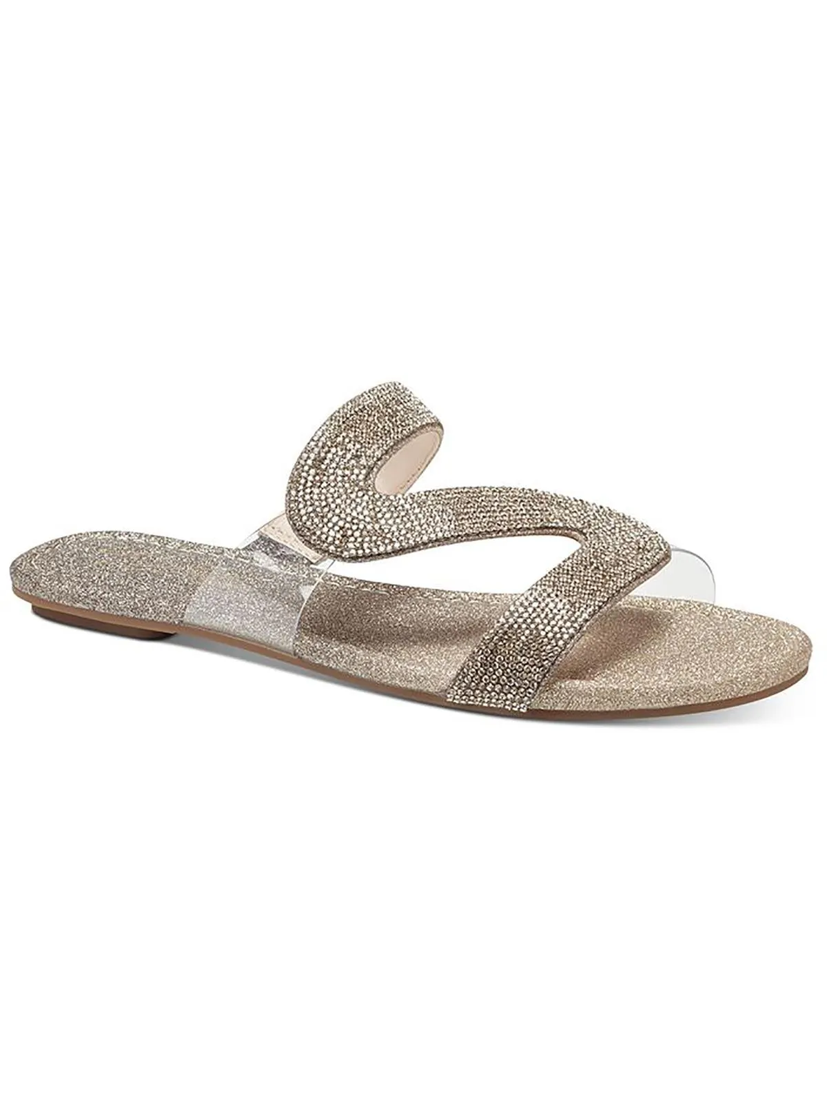 Bianca Womens Faux Leather Rhinestone Slide Sandals